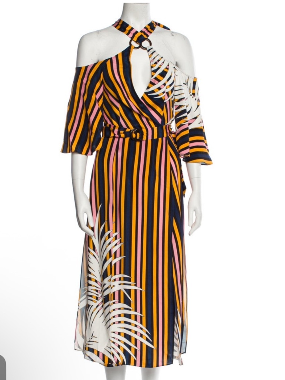 Agent Provocateur Striped Midi Dress in Black, Pink & Yellow